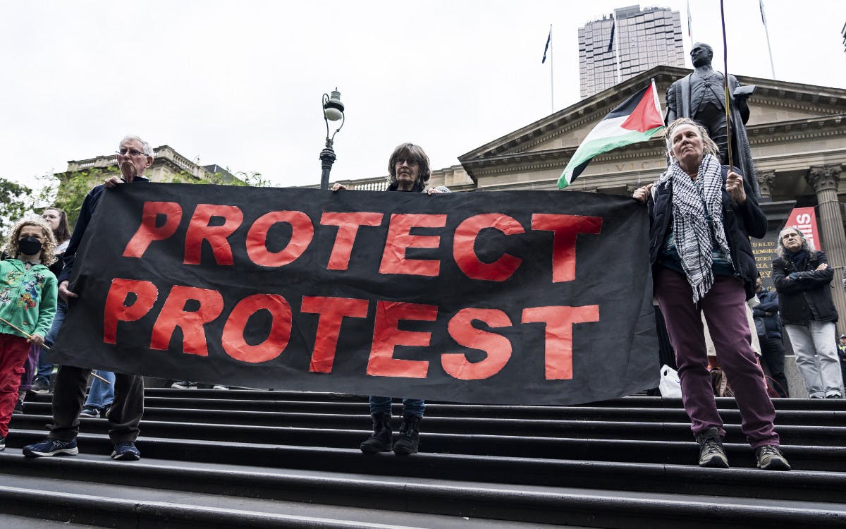 Protect protest banner